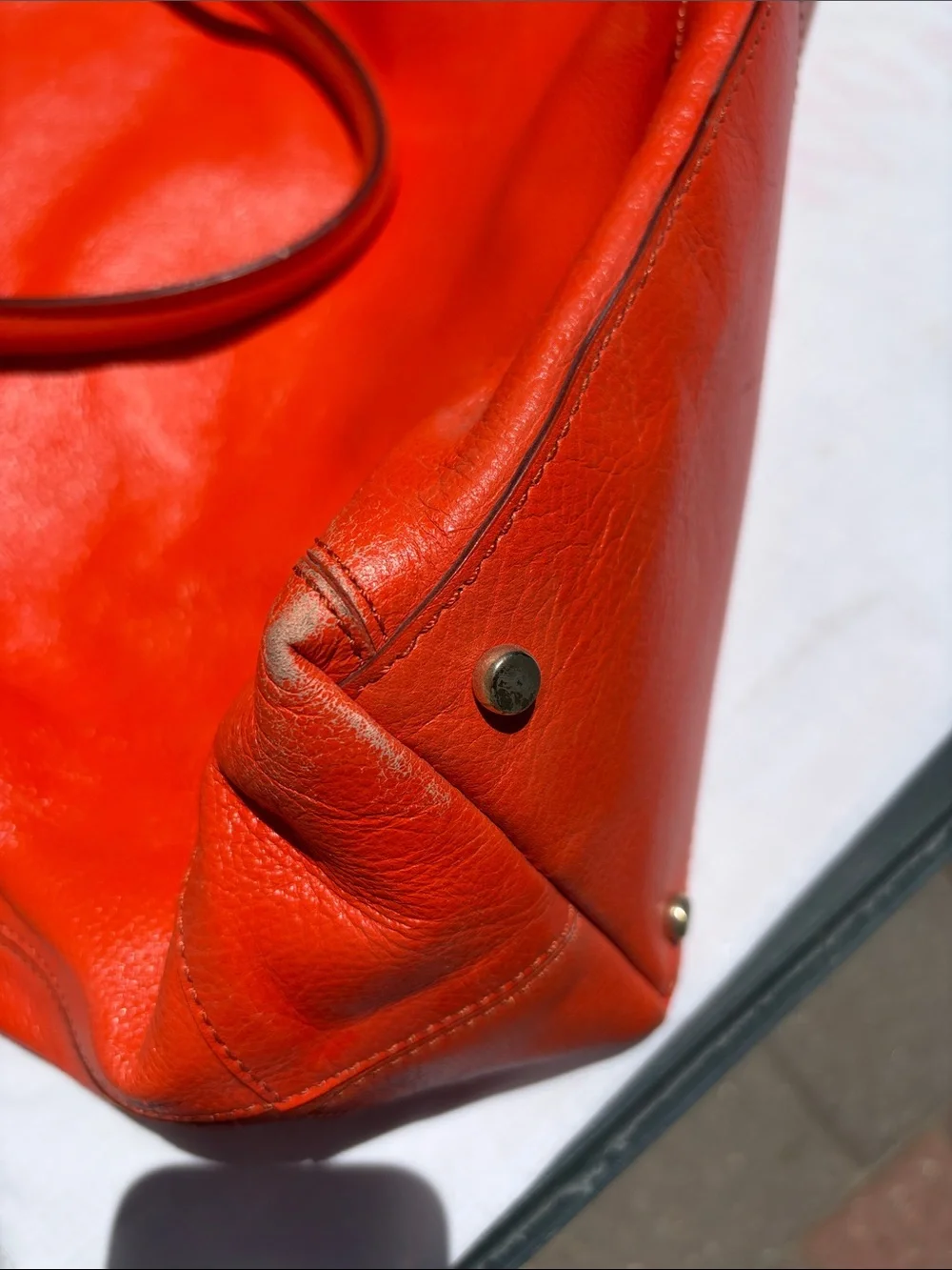 kate spade Bright Orange Leather Tote with Tassel